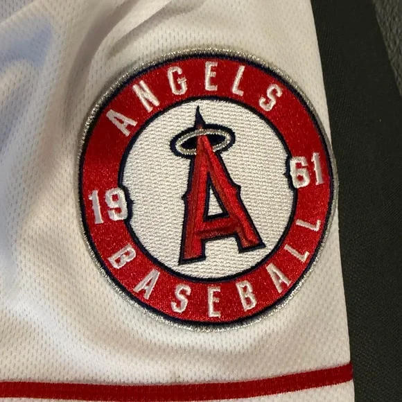 Nike White/Red Los Angeles Angels #18 Baseball Jersey